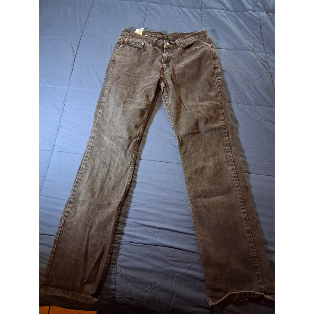 Levi's 514 Men Jeans 34X34 Black Straight Denim Cotton Elastane Pockets